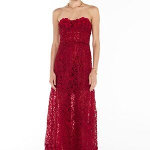 Red Lace Floral Manning Cartell Dress XS Wedding Guest Valentine's Day Holiday